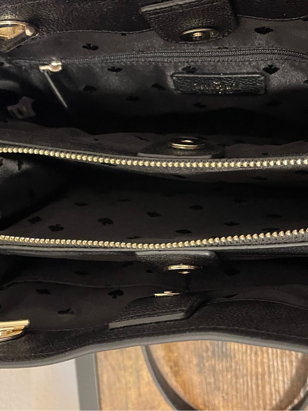 kate spade Black Pebbled Leather Shoulder Bag with Gold Chain - Picture 3 of 9